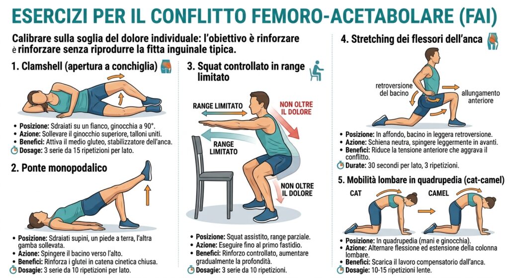 Conflitto femoro-acetabolare esercizi